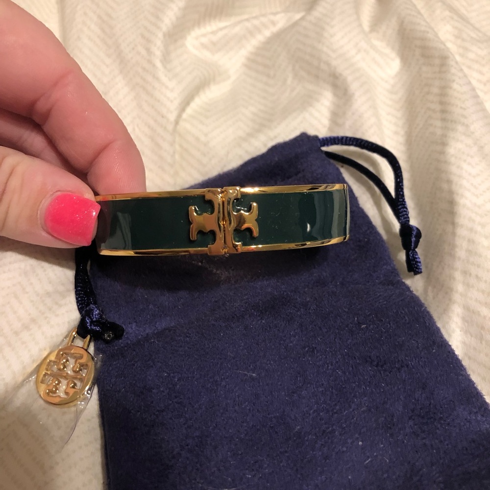 Brand new Tory burch bangle bracelet green gold